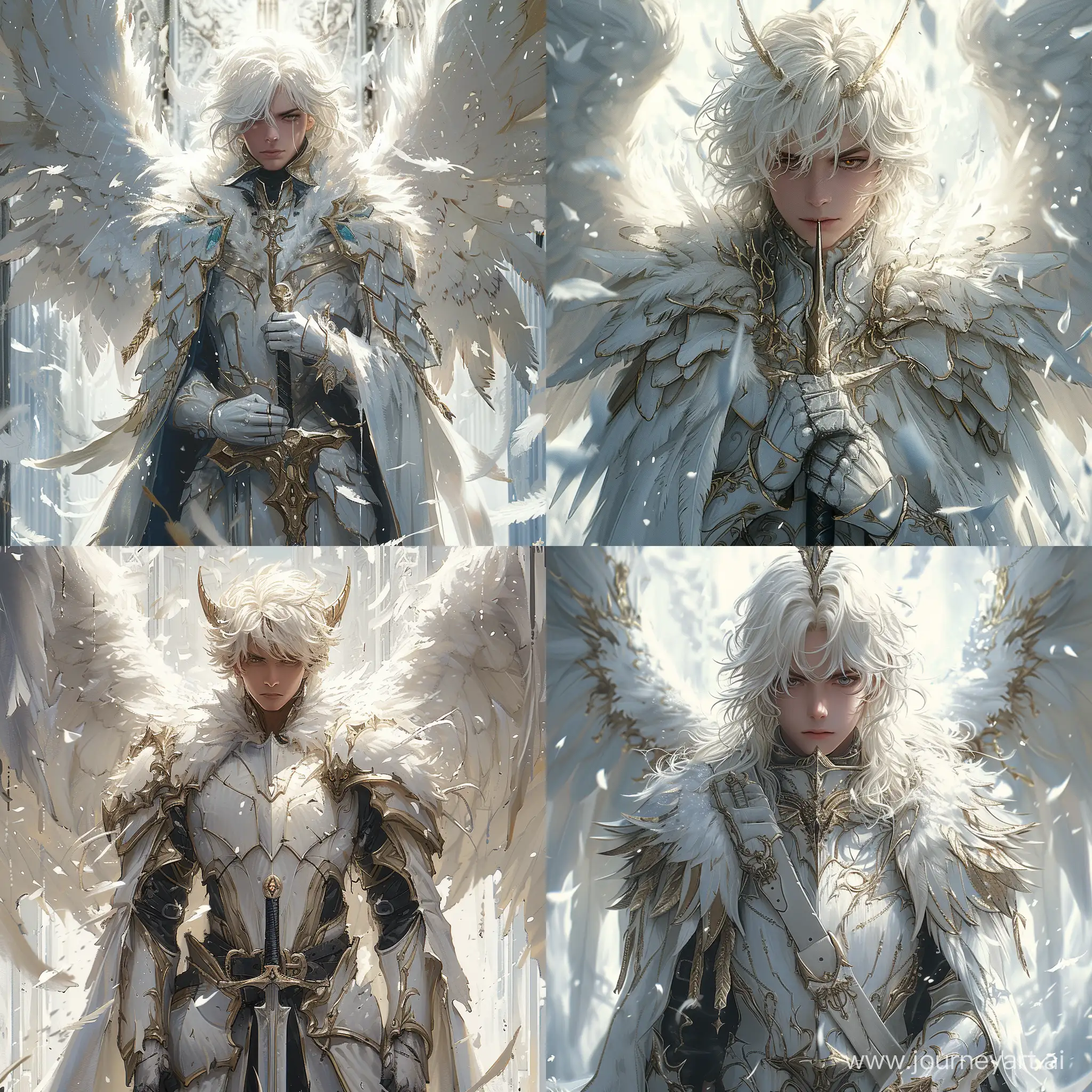 White-Knight-with-Wings-in-Snowy-Cyberpunk-Room