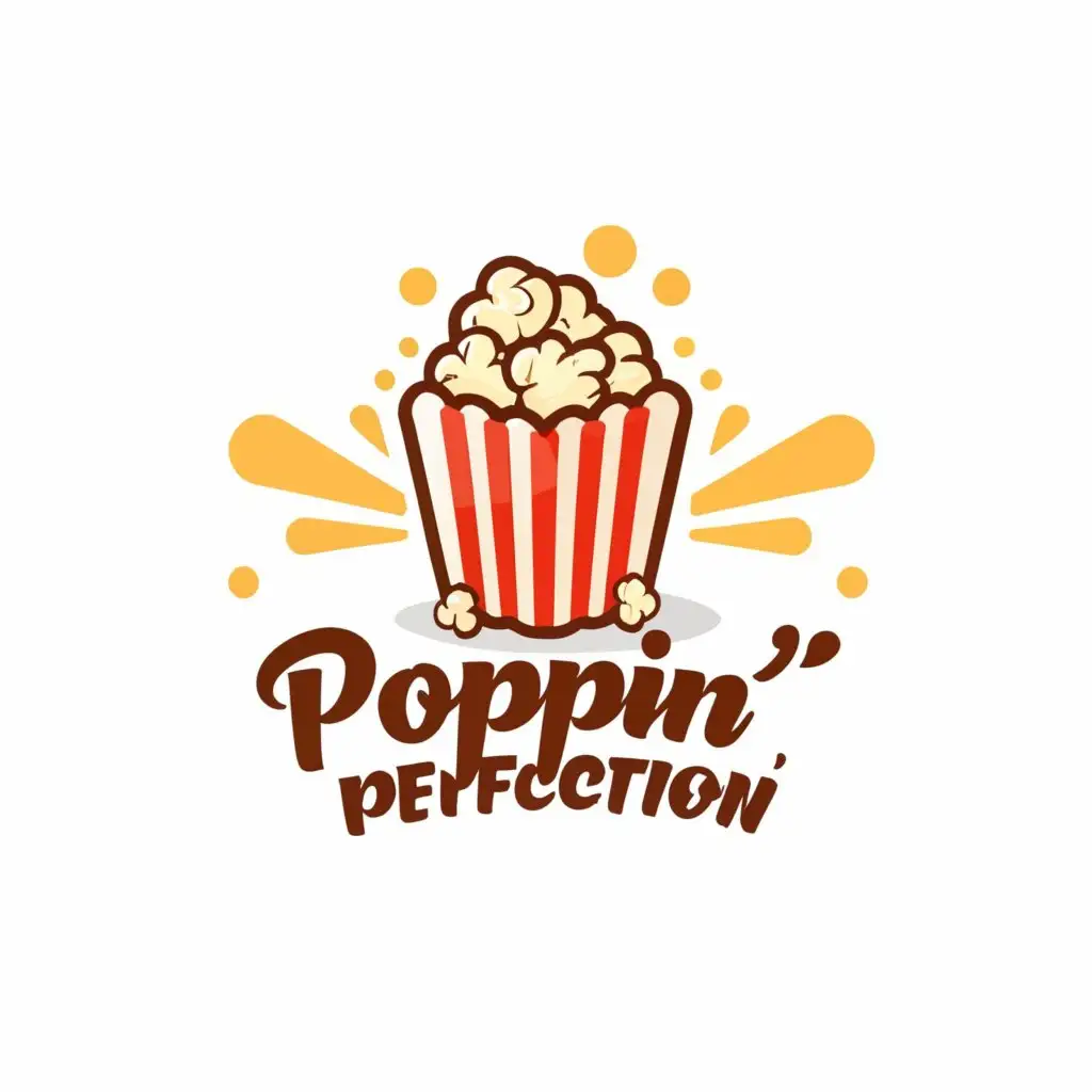 a logo design,with the text "Poppin' Perfection", main symbol:Popcorn,Moderate,clear background
