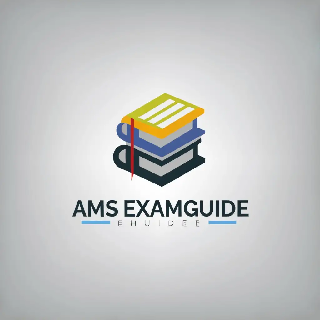 a logo design,with the text "AmS_ExamGuide", main symbol:Books,Moderate,clear background