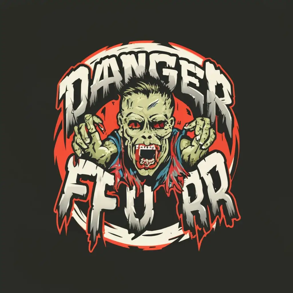 LOGO-Design-For-Danger-Fur-Bold-Text-with-Zombie-Symbol-on-Clear-Background