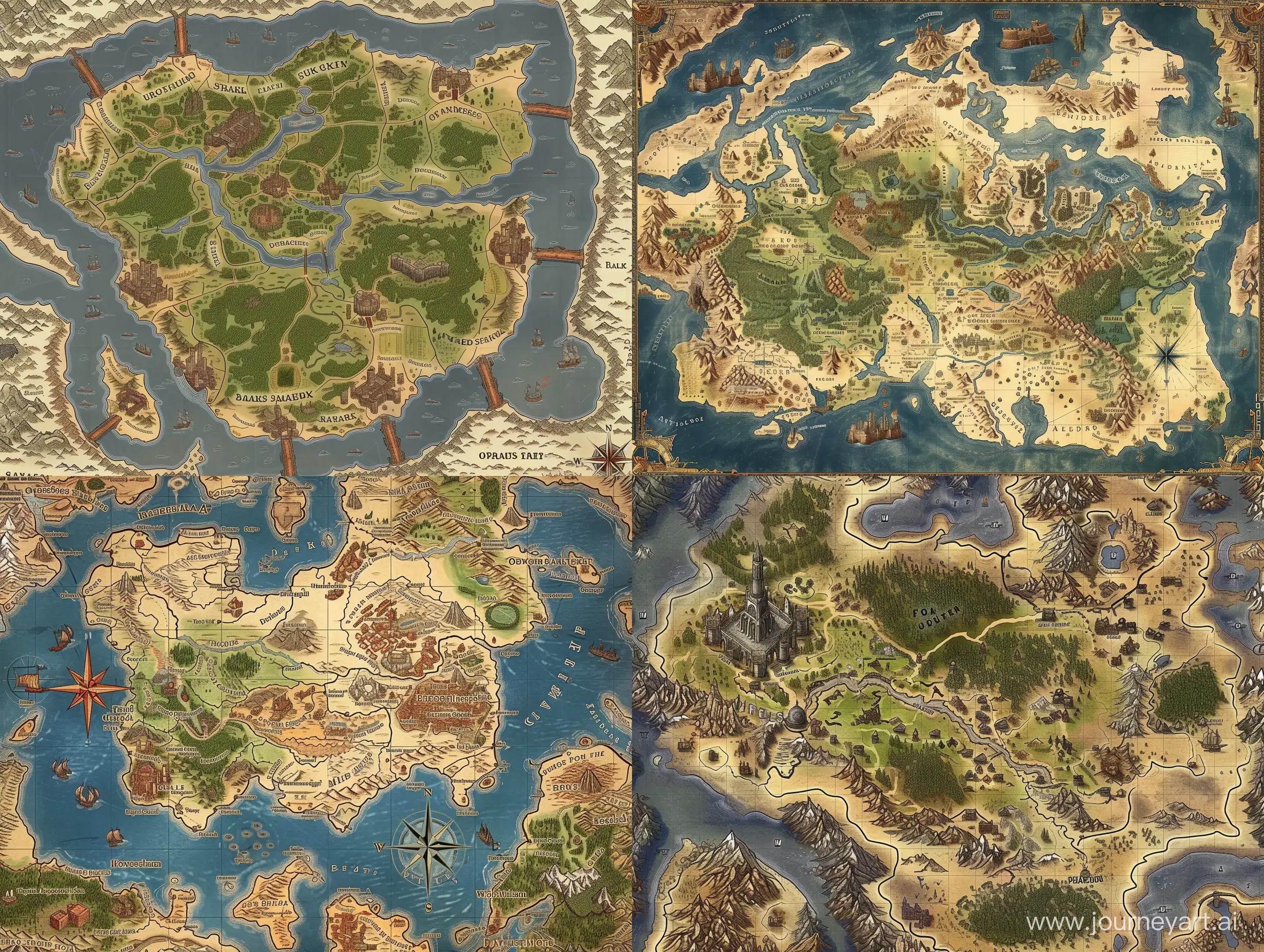 Top down style map of a fictional world