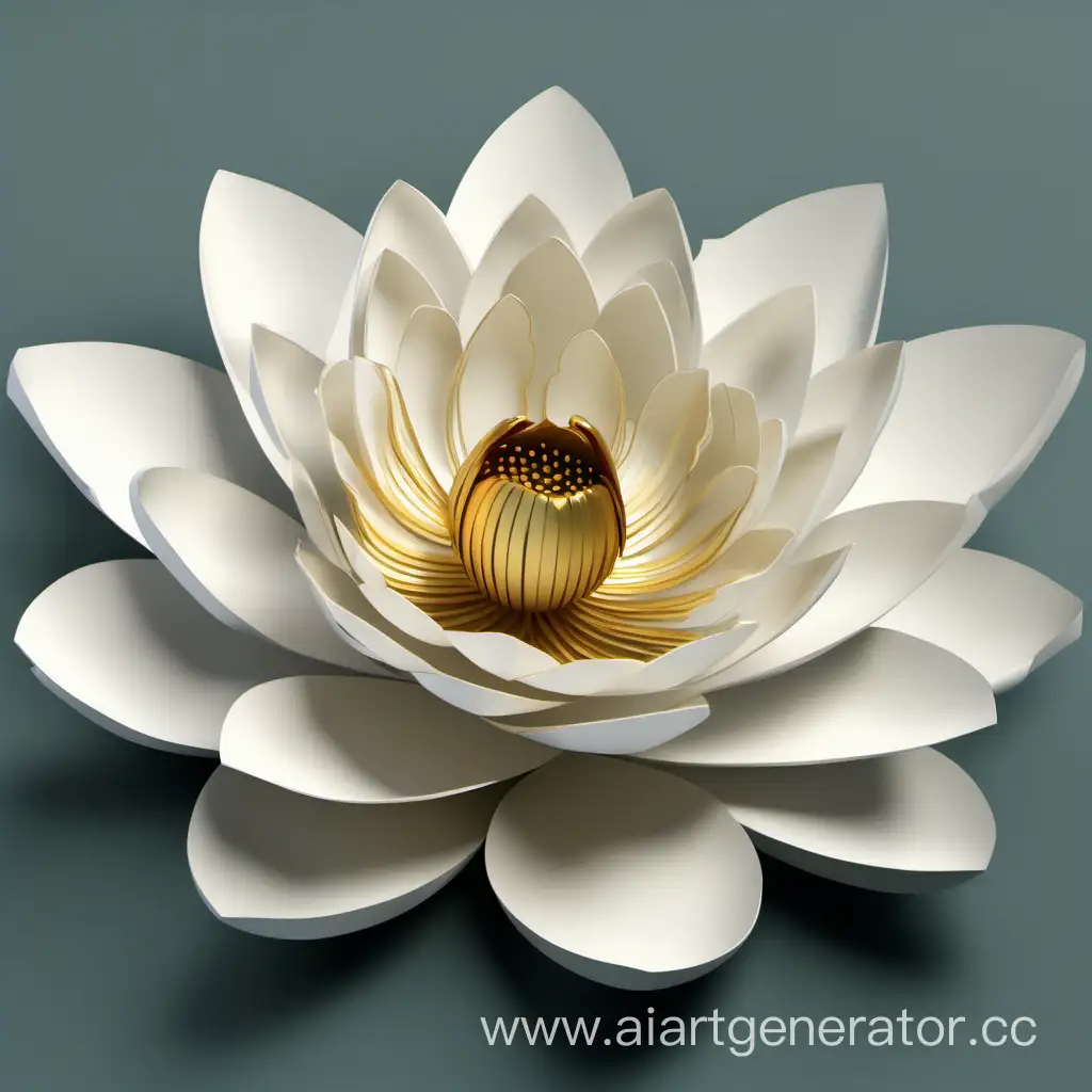 3D water lily with 25 petals and golden tips
