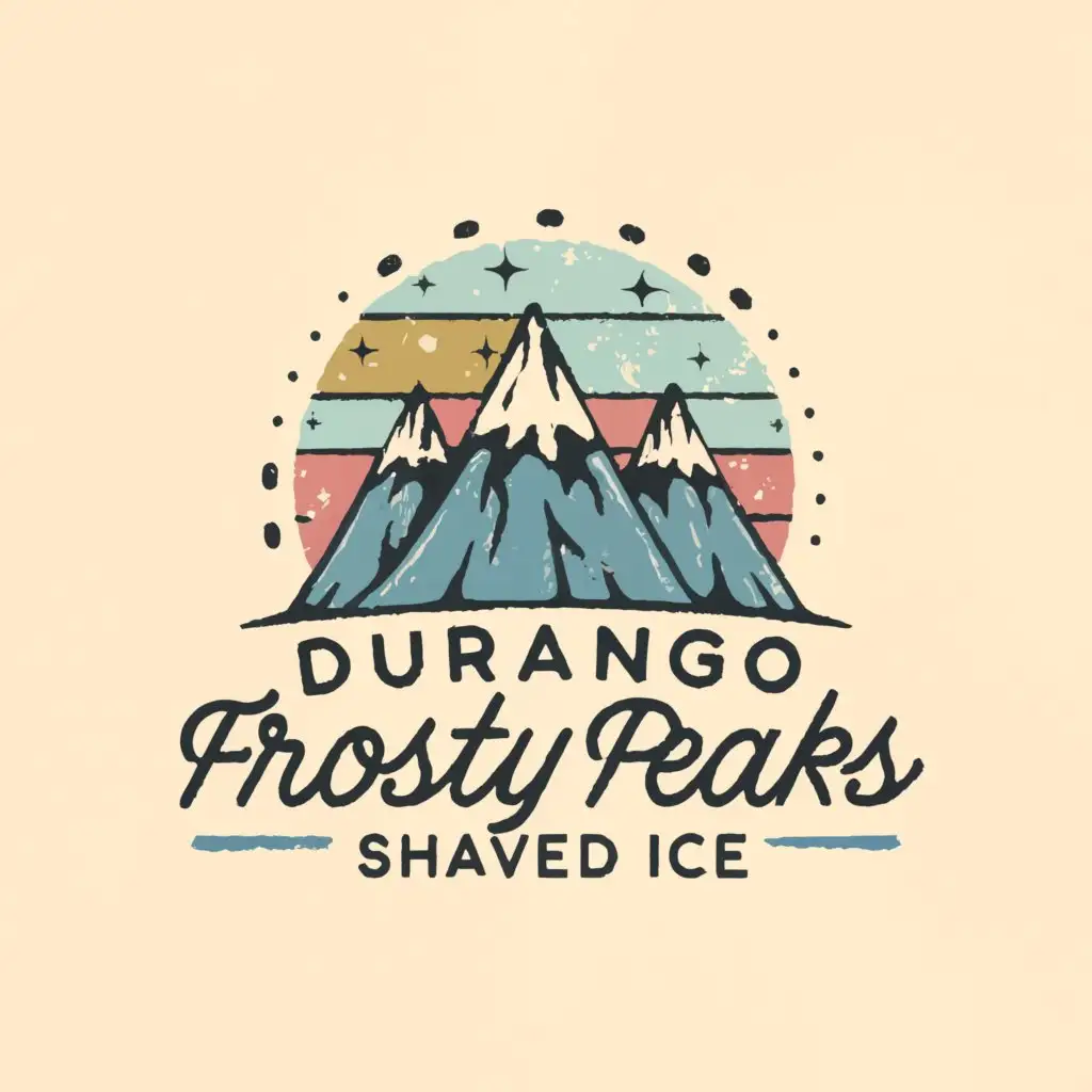 LOGO-Design-For-Durango-Frosty-Peaks-Shaved-Ice-Snowcapped-Mountains-on-Clear-Background