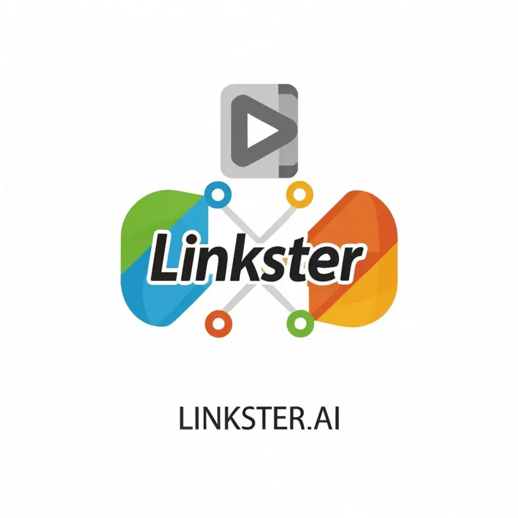 logo, AI video summary, download button, like a Facebook/Google logo, with the text 'Linkster.ai', typography, be used in the Technology startup industry, smart, strong, google logo, no background