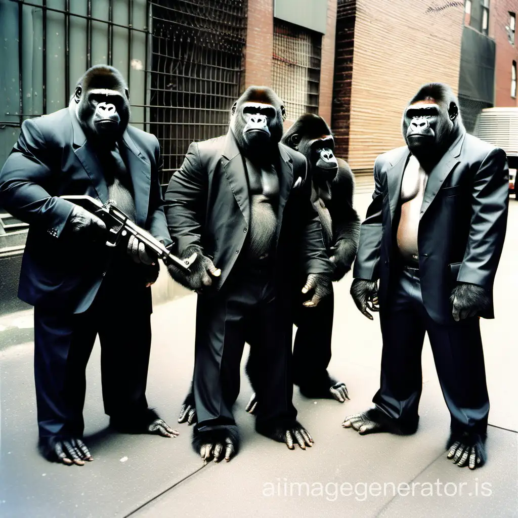 3 Gorillas with a tough look, New York gangster 90s