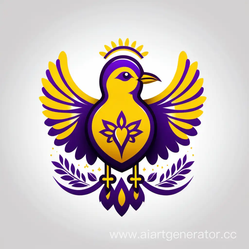 Create logo for Ukrainian center in Lithuania, use purple and dark yellow and image bird