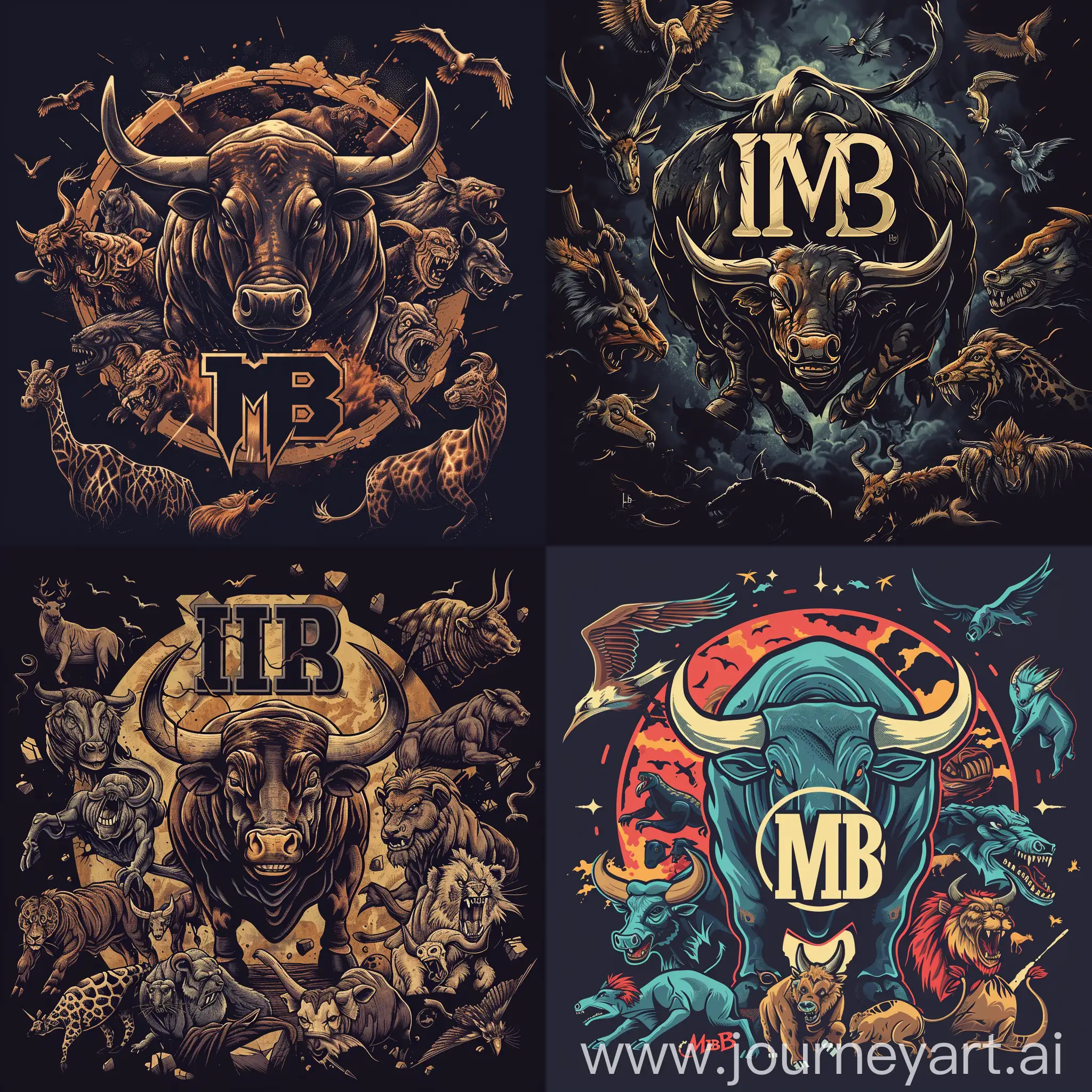 Powerful-MB-Logo-Design-with-Raging-Bull-and-Wild-Animals