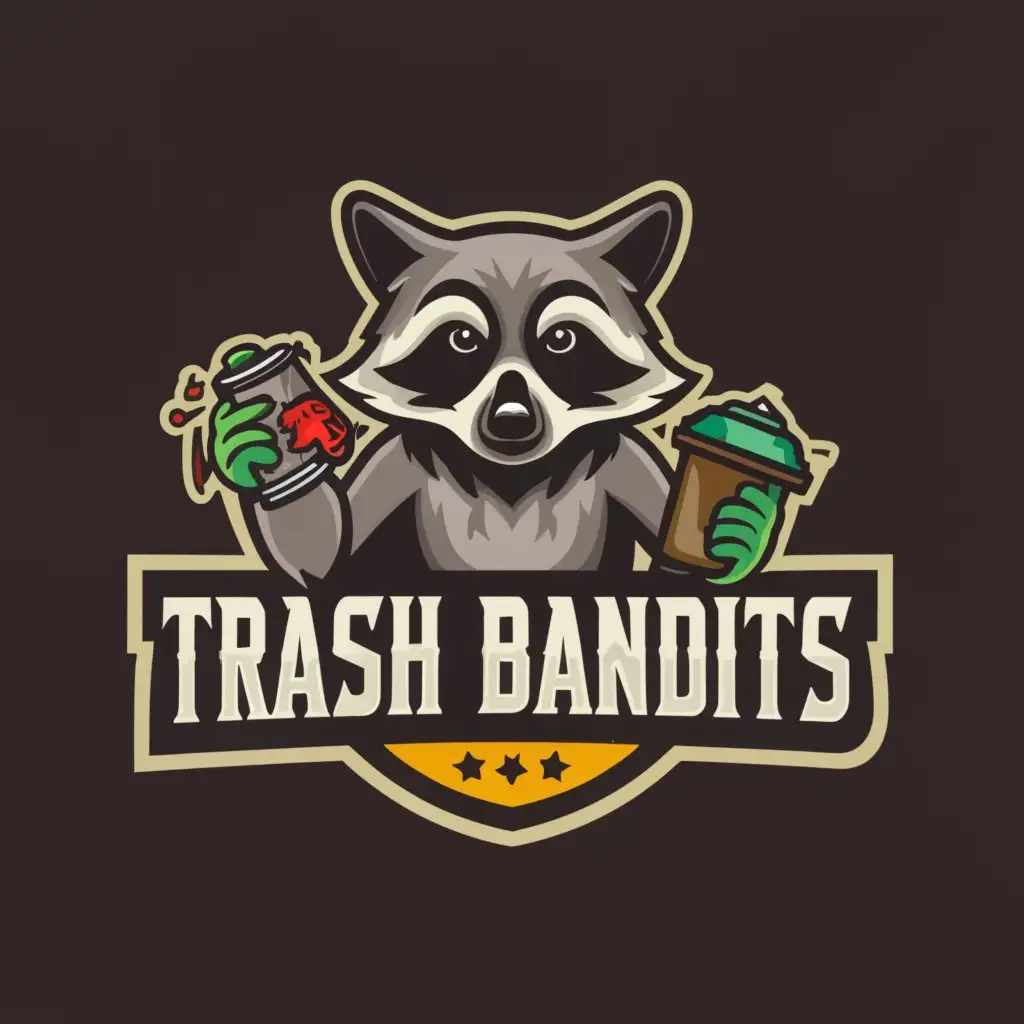 a logo design,with the text "Trash Bandits", main symbol:Raccoon,Moderate,clear background