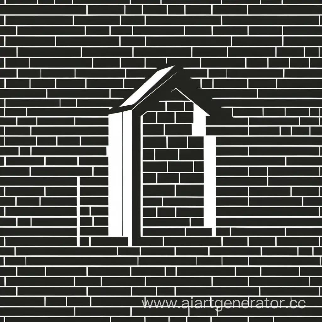 логотип черно белый кирпичный строящийся дом
