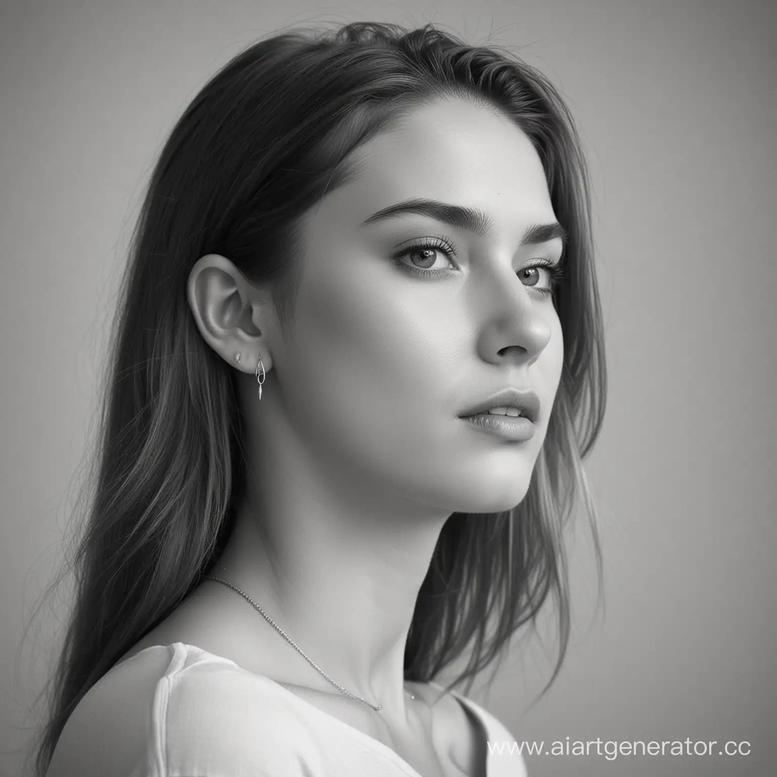 Minimalist-Black-and-White-Portrait-of-a-Girl-with-Silver-Earrings
