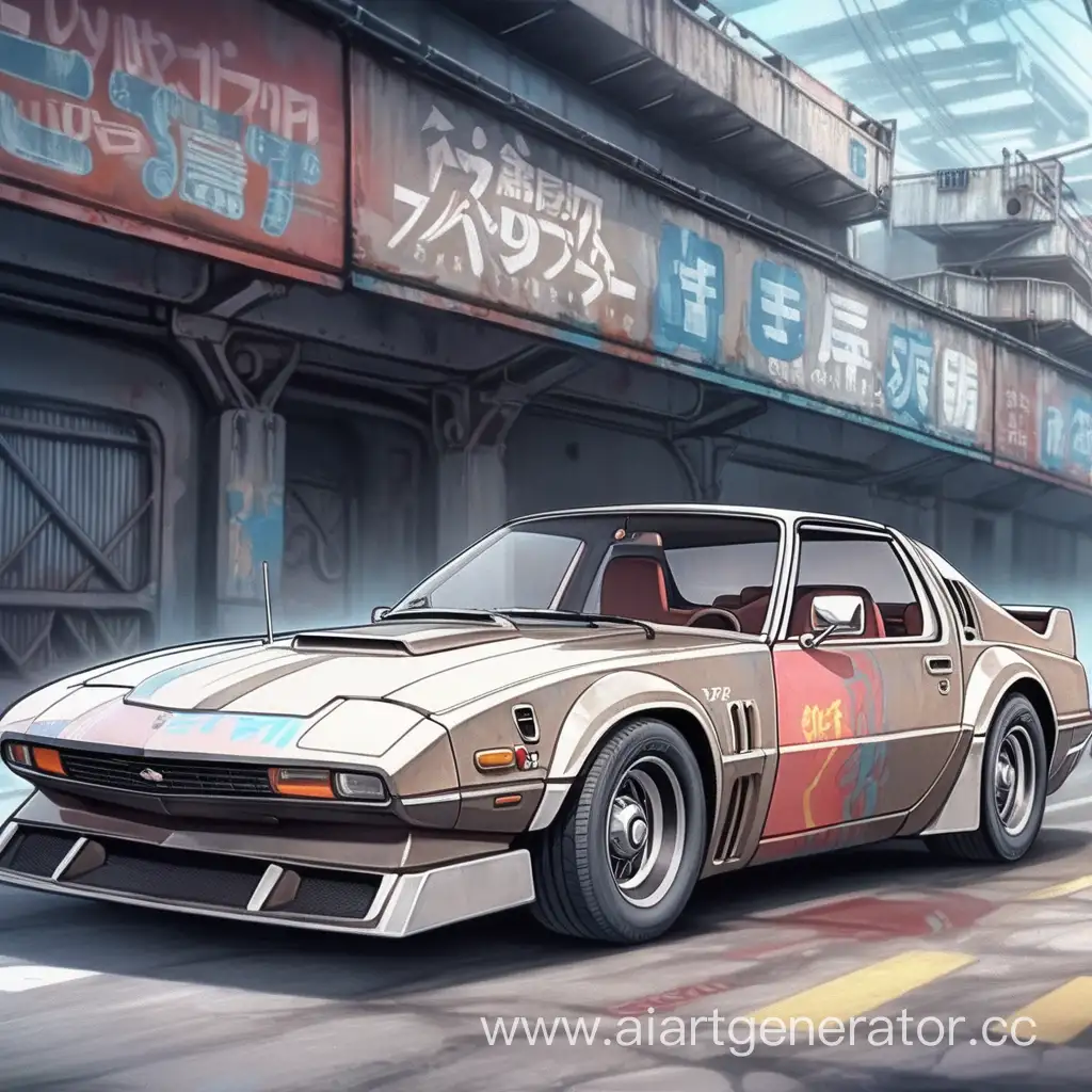  old car concept 2077 anime style painting