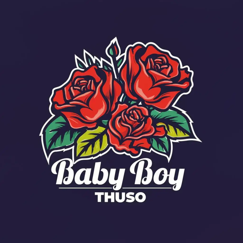 a logo design,with the text "Baby Boy Thuso", main symbol:cartoon of roses,complex,clear background