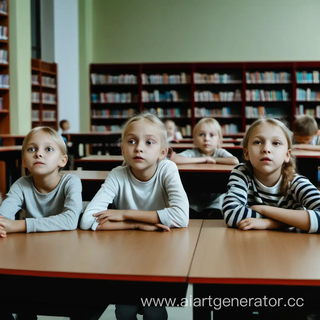 Enthralled-Russian-Children-Enjoying-Movie-Night-in-Cozy-Library-Setting