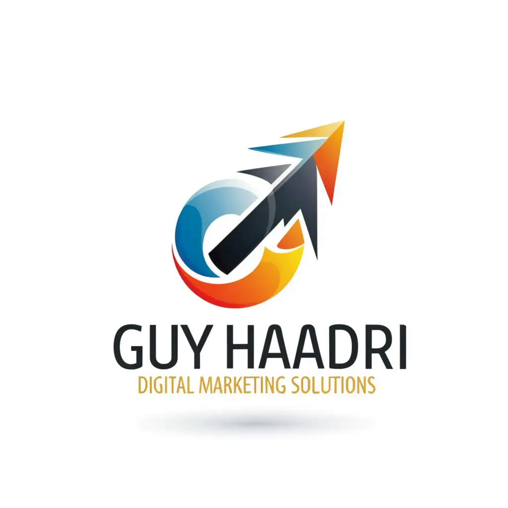 a logo design,with the text "Guy Hadari" "Digital Marketing Solutions", main symbol:arrow,Moderate,be used in Internet industry,clear background