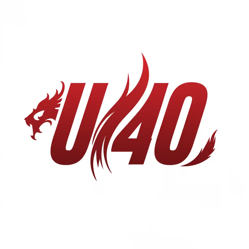 a logo design,with the text "U40", main symbol:Red Dragon fire,Moderate,be used in Entertainment industry,clear background