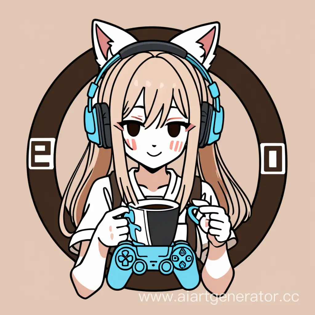 Anime-Girl-Logo-Holding-Coffee-and-Playstation-Joystick-with-Cat-Ears-and-Headphones