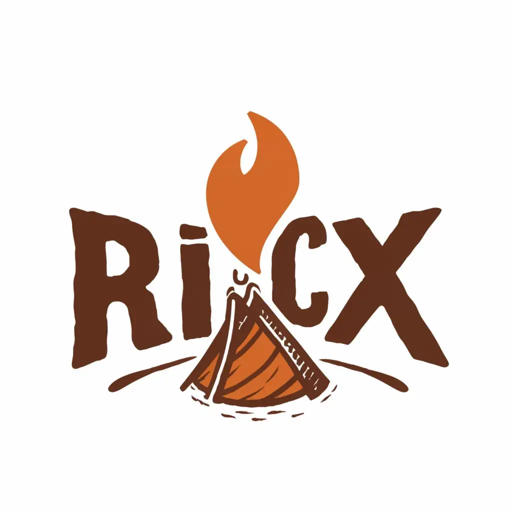 a logo design,with the text "RicX", main symbol:campfire, wild west,Moderate,clear background