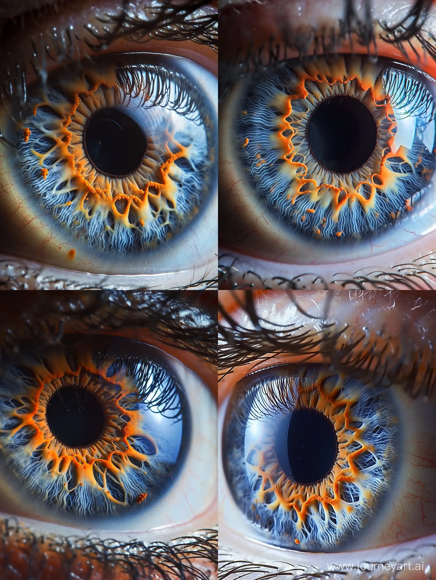 Mesmerizing-Blue-and-Orange-Honeycomb-Eye-CloseUp