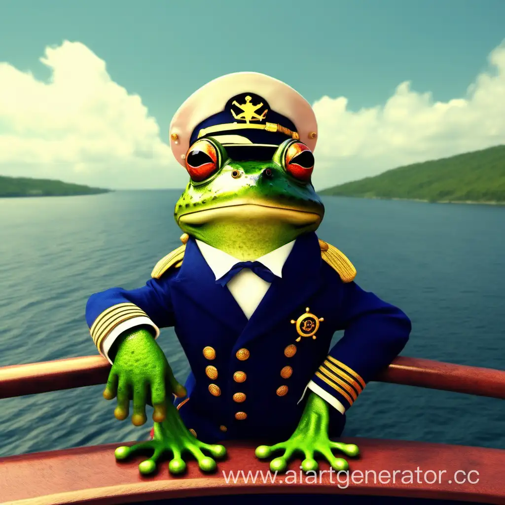 Captain of the ship. Frog captain. Frog on the ship. Good quality. HD