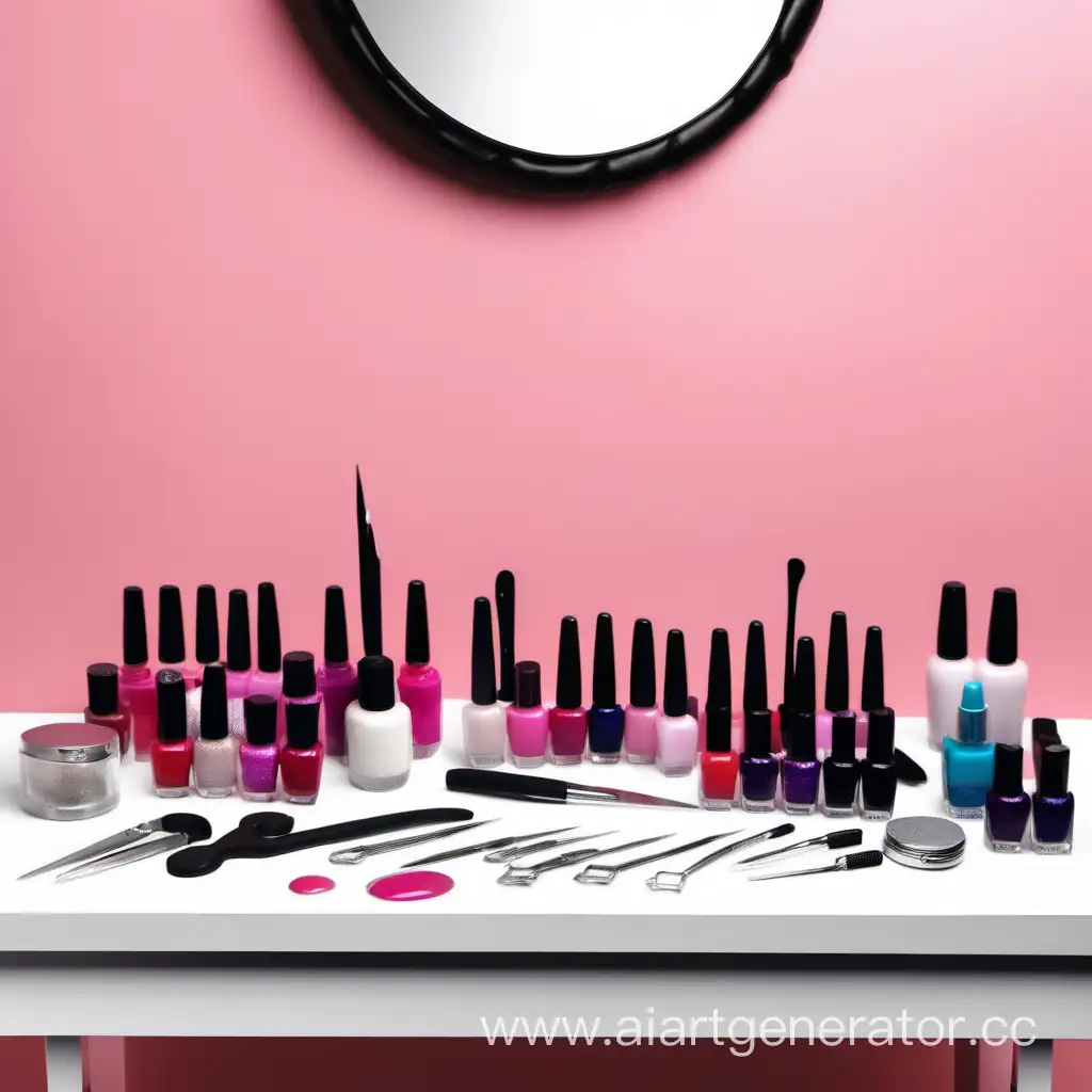 Professional-Manicure-Table-Setup-with-Tools-and-Trendy-Nail-Polishes