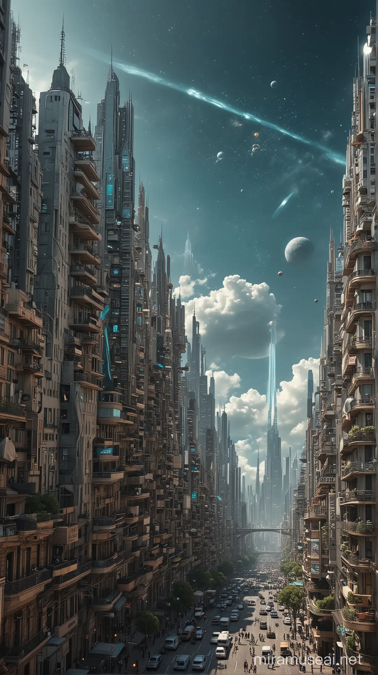 Futuristic SciFi Metropolis Overlooking Intergalactic Skyline in Buenos Aires Argentina Hyperrealistic 4K Art