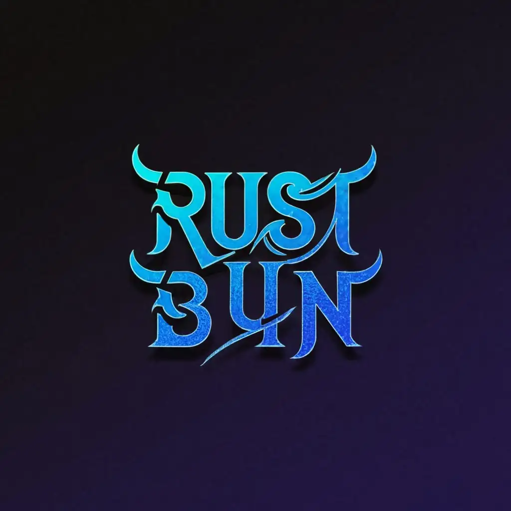 a logo design,with the text "RUST BYN", main symbol:bright gaming color with understandable inscription in matte blue color,Moderate,clear background