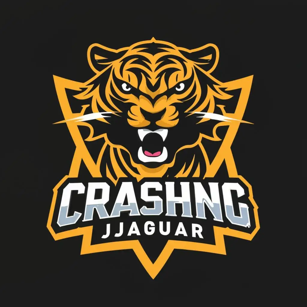 logo, Black tiger, with the text "Crashing Jaguar", typography, be used in Entertainment industry