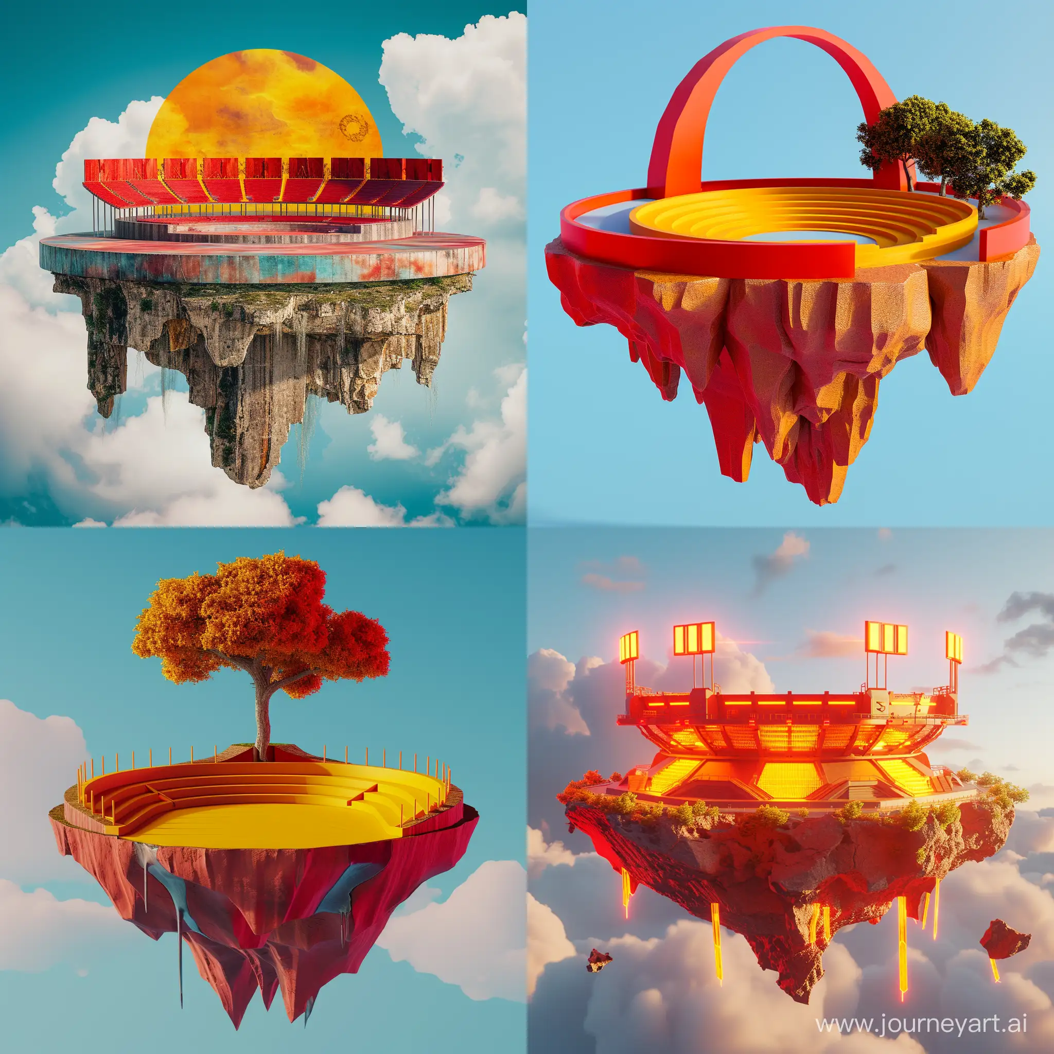 Vibrant-Cosmic-Arena-on-Floating-Island-with-Stands