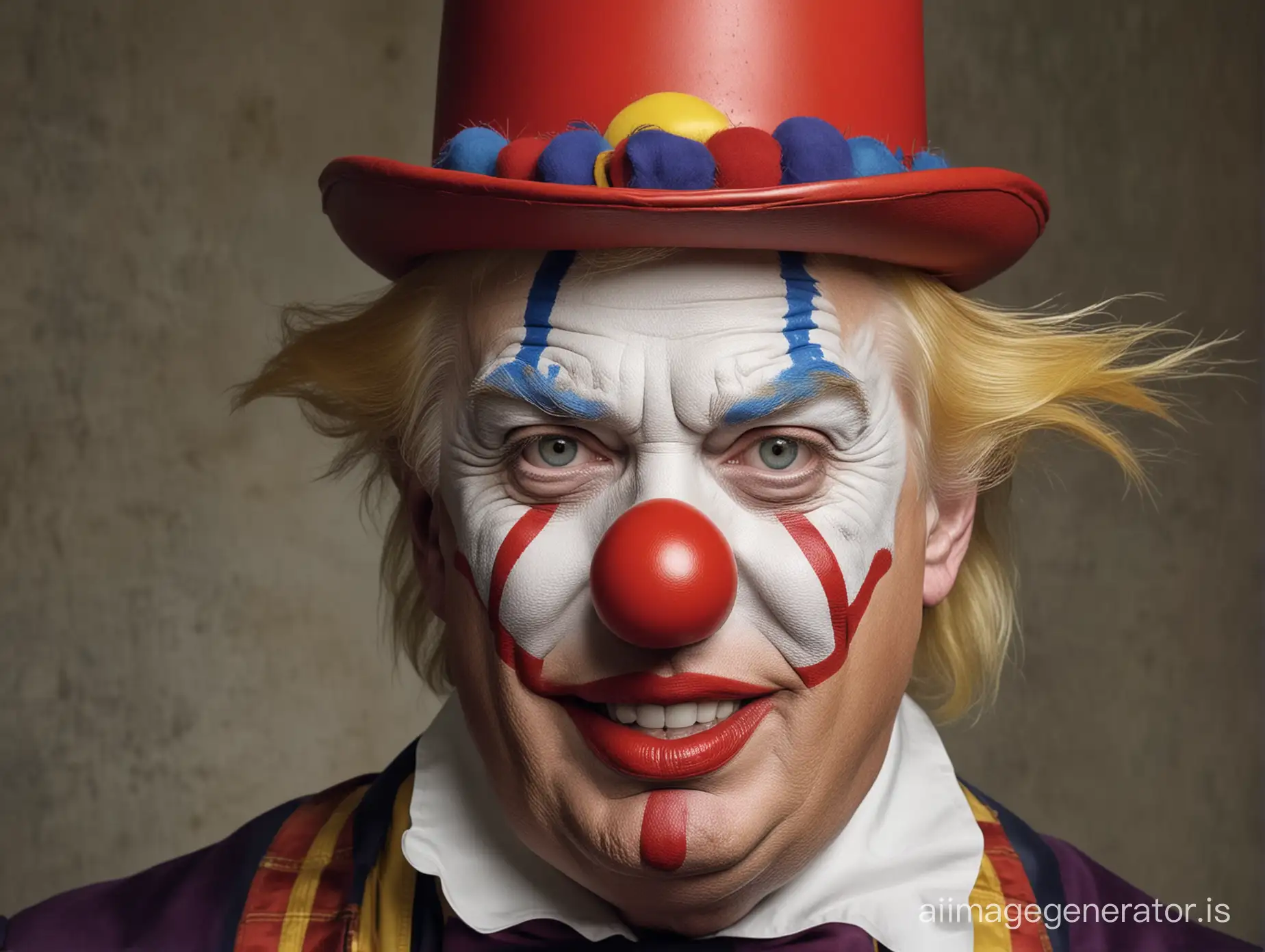 Donald-Trump-Costumed-as-a-Clown-with-Colorful-Outfit-and-Jester-Hat