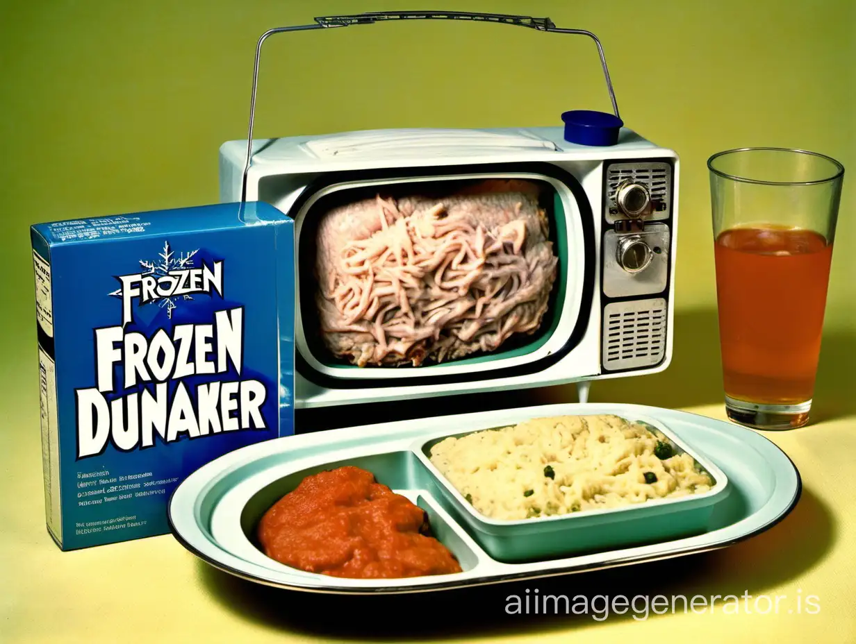 Photo of 1960s Frozen TV Dinner, TV in background