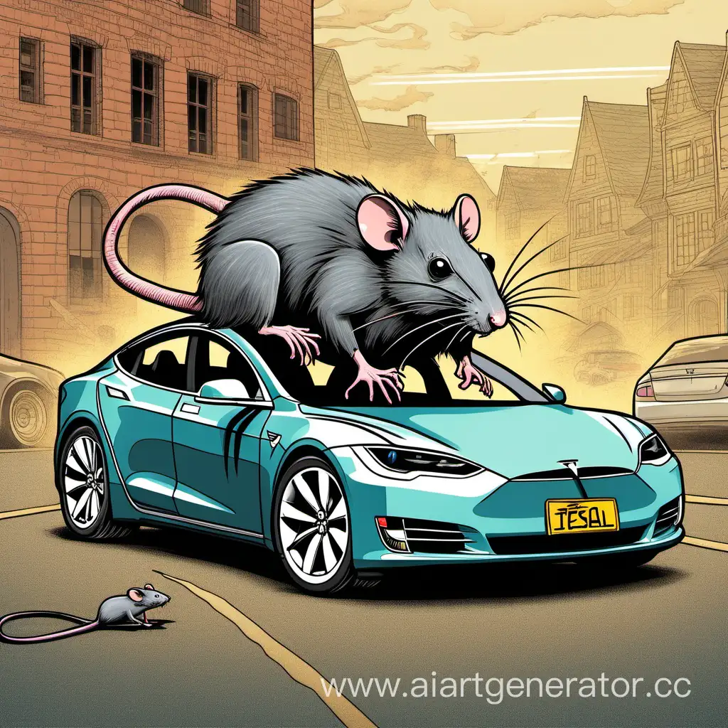 Intelligent-Rodent-Behind-the-Wheel-Rat-Driving-a-Tesla