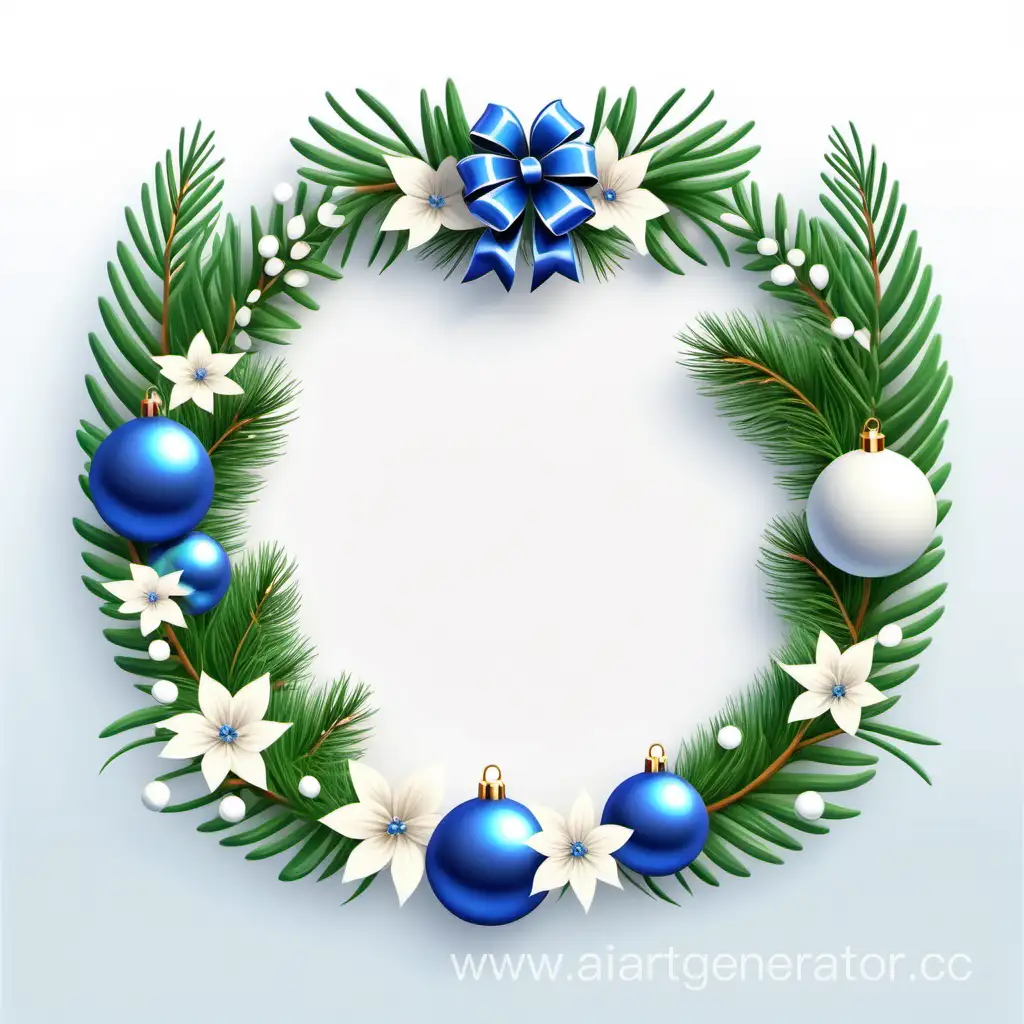Festive-3D-Christmas-Ball-and-Ribbon-Wreath-on-White-Background