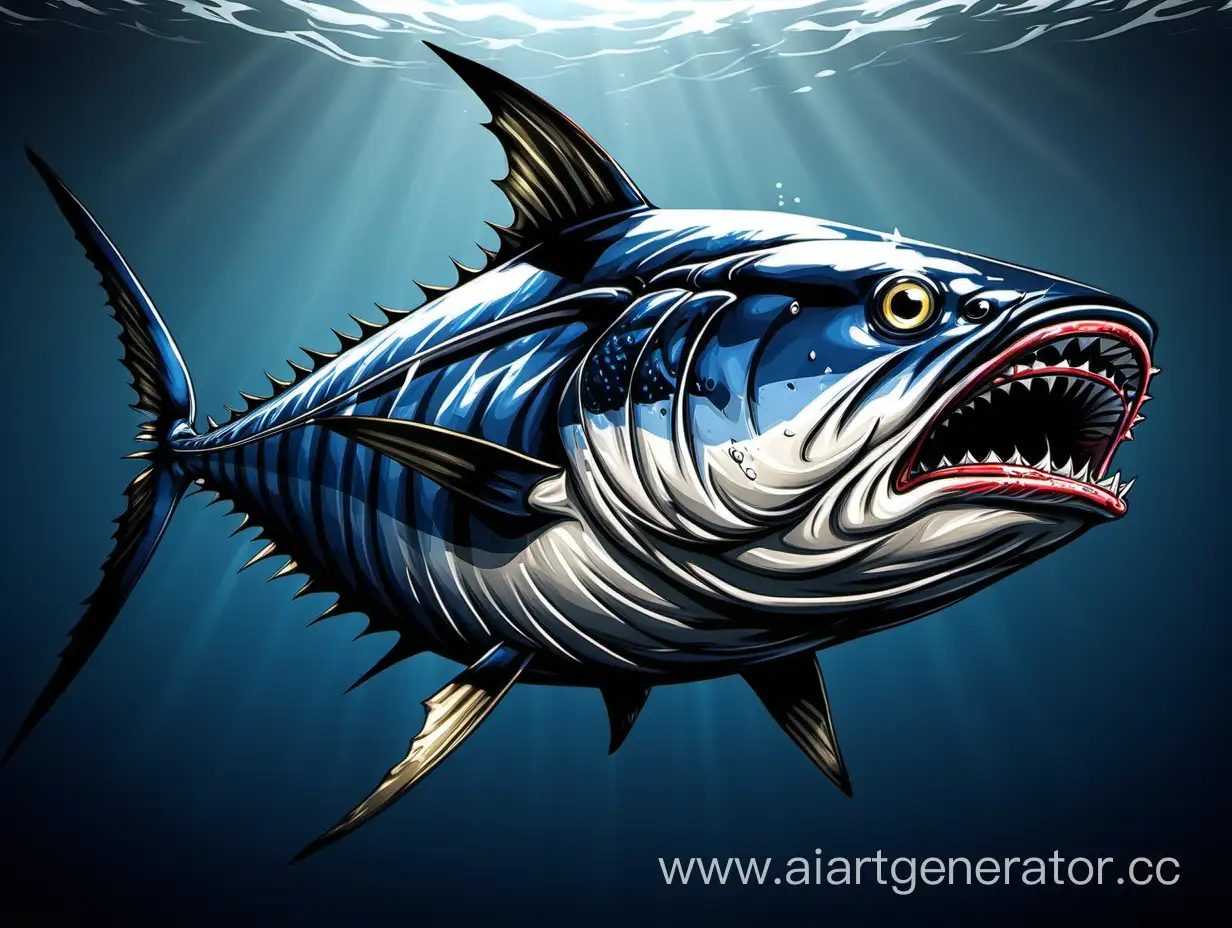 Furious-Bluefin-Tuna-Fish-Swirling-in-Turquoise-Waters