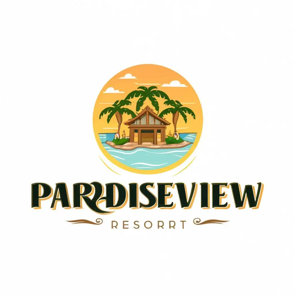 LOGO-Design-For-ParadiseView-Resort-Tropical-Typography-for-the-Restaurant-Industry