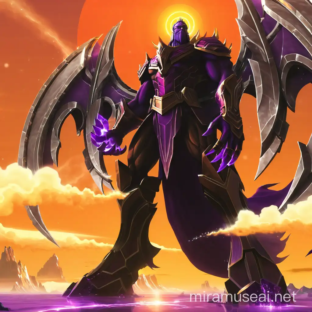 Titan God Emitting Powerful Purple Aura