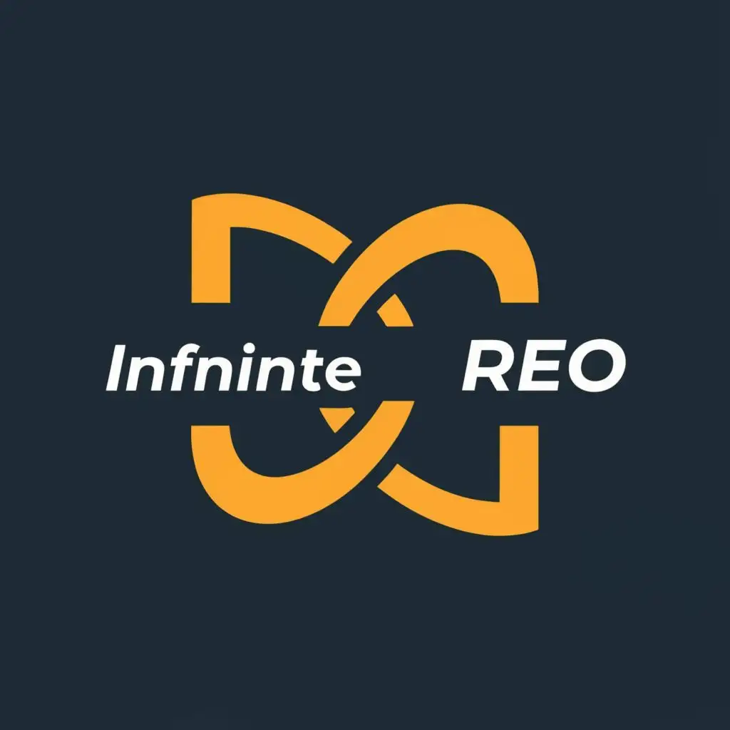 logo, infinite, with the text "infinite reo", typography, be used in Construction industry, modern, minimal, infinite, corporate, trustworthy, blue
