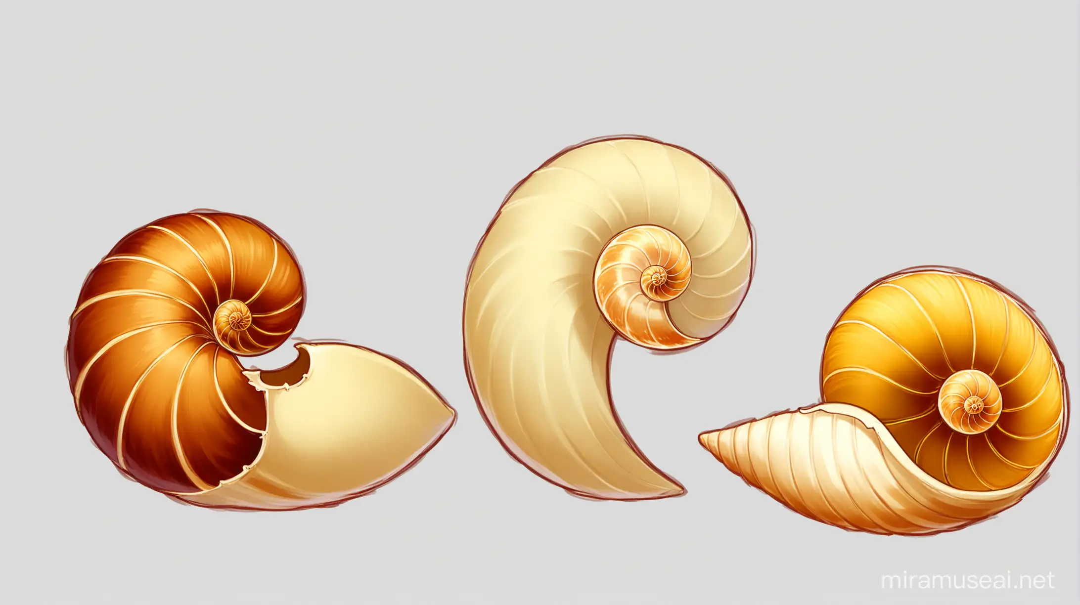 Colorful Wakfu Style Shells on Transparent Background