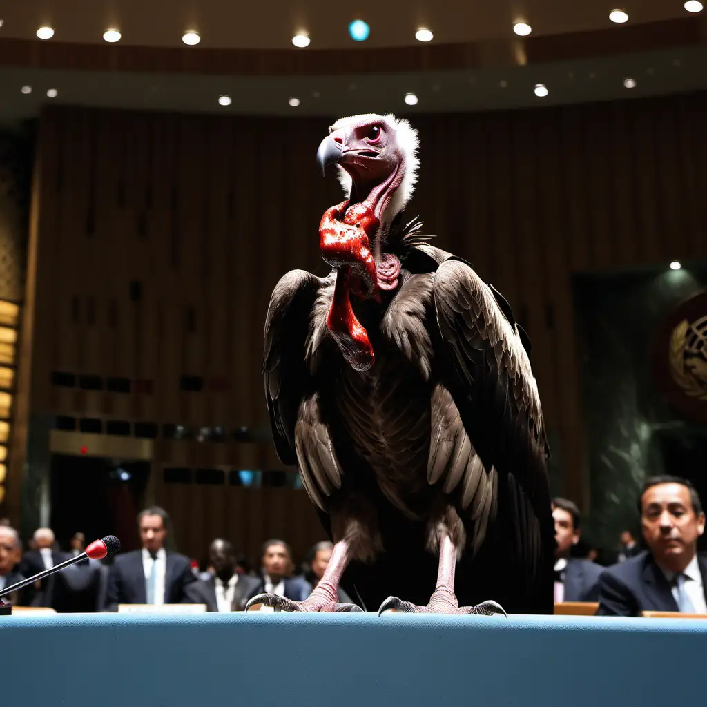 Vulture Amidst Tension at United Nations Security Council Meeting