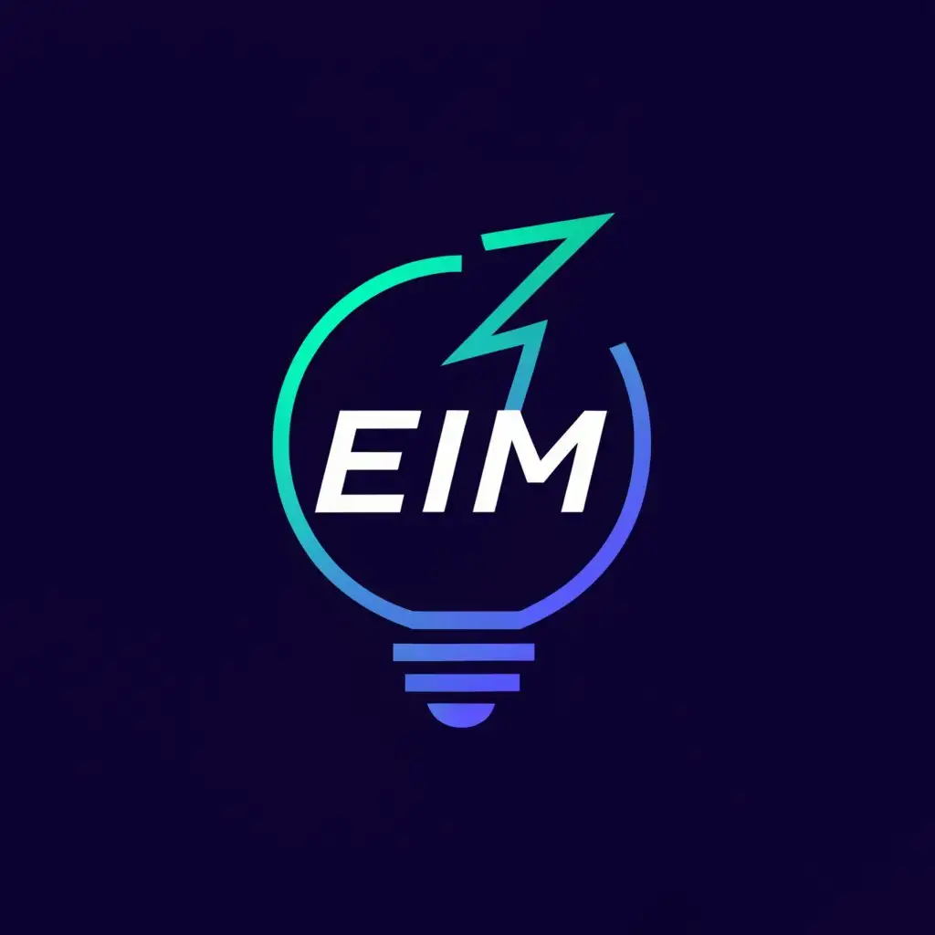 a logo design,with the text "EIM", main symbol:bulb circular and the letter I must be a lightning thunder symbol i want the colours to be blue. replace yellow with blue,Moderate,be used in Technology industry,clear background