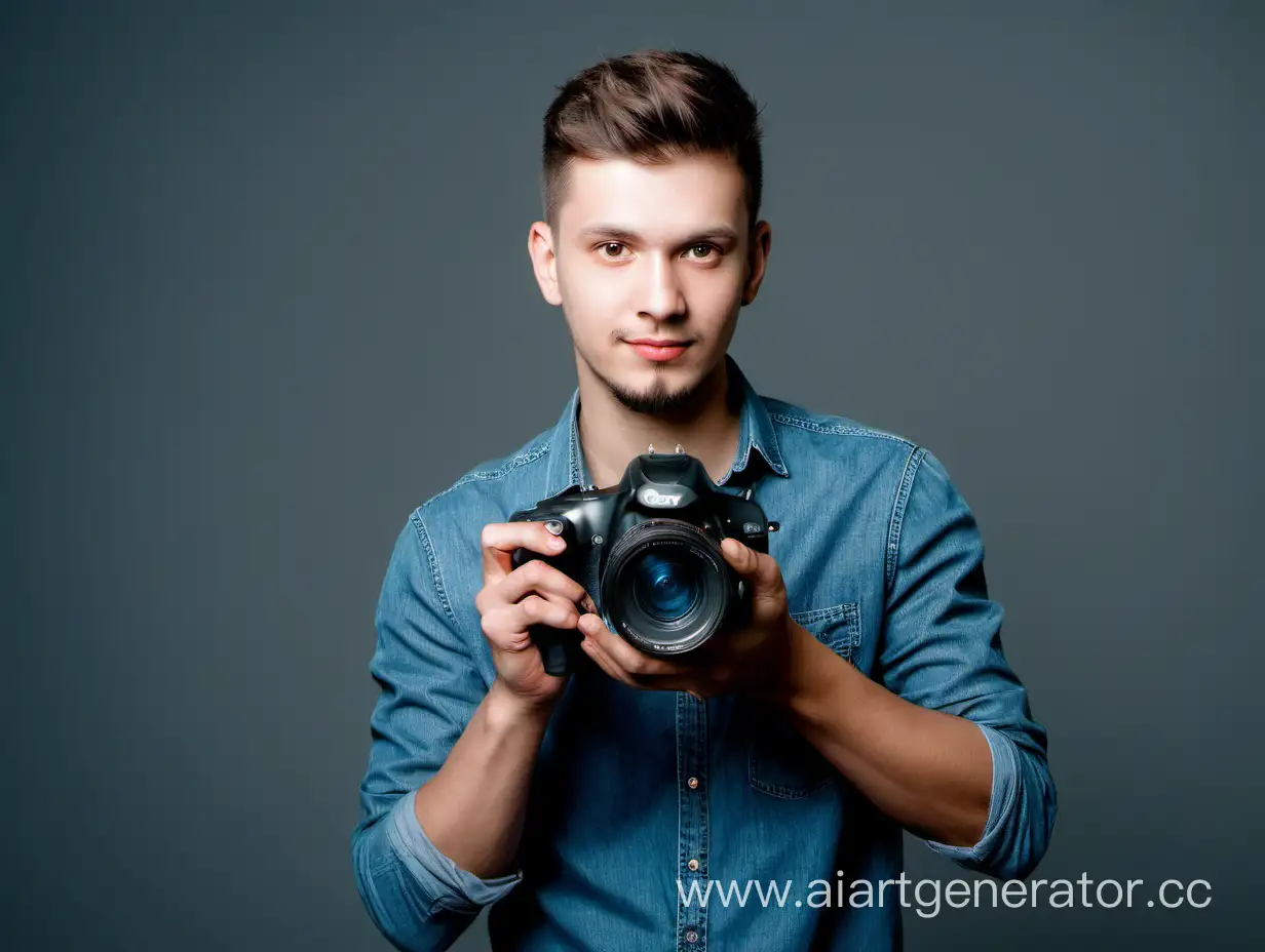 a guy with a camera in his hands, photo studios, portrait photography