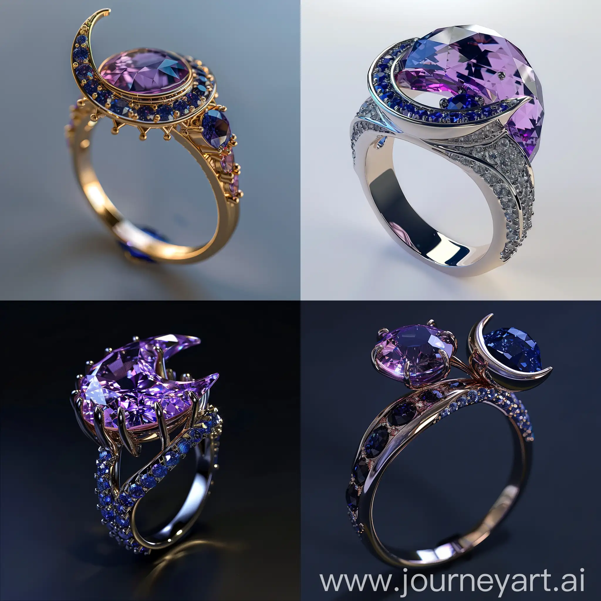 Violet-Amethyst-Ring-with-MoonShaped-Blue-Sapphire-Symbolizing-Emotions-and-Power