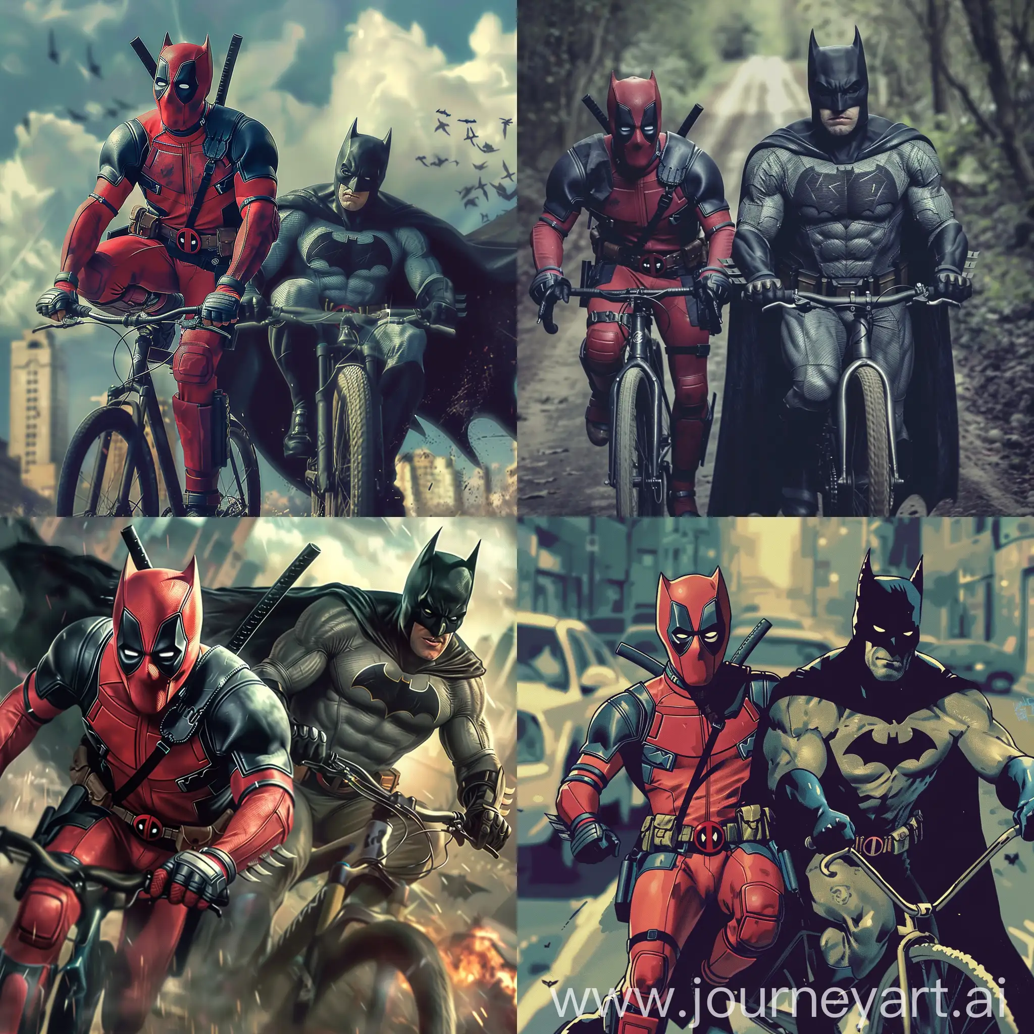 Deadpool-and-Batman-Riding-a-Bike-Together