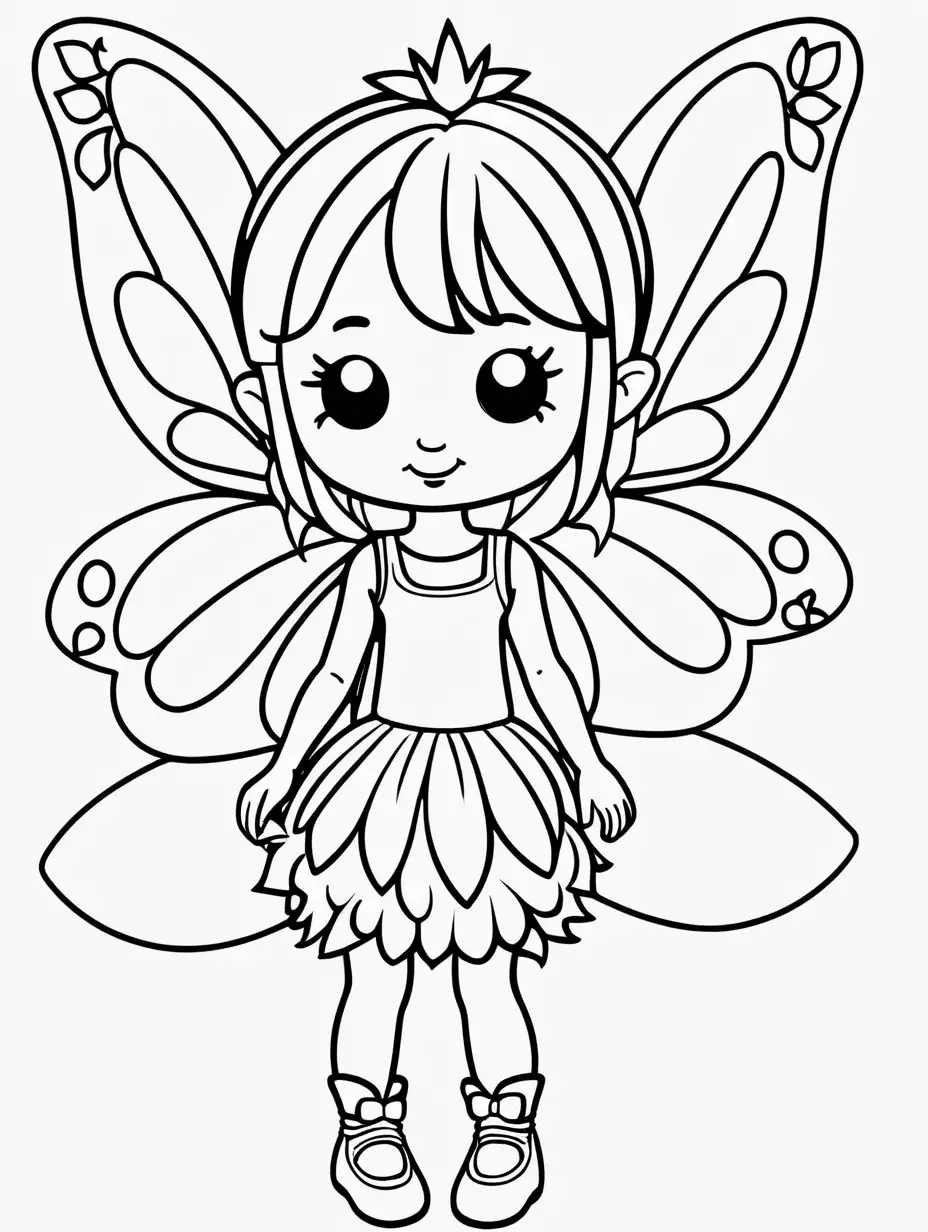 Simple Cartoon Fairy Coloring Page for 3YearOlds