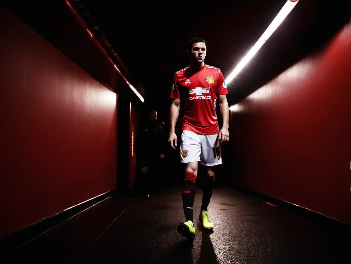 Manchester United Player Walking Through Dramatic Red Tunnel