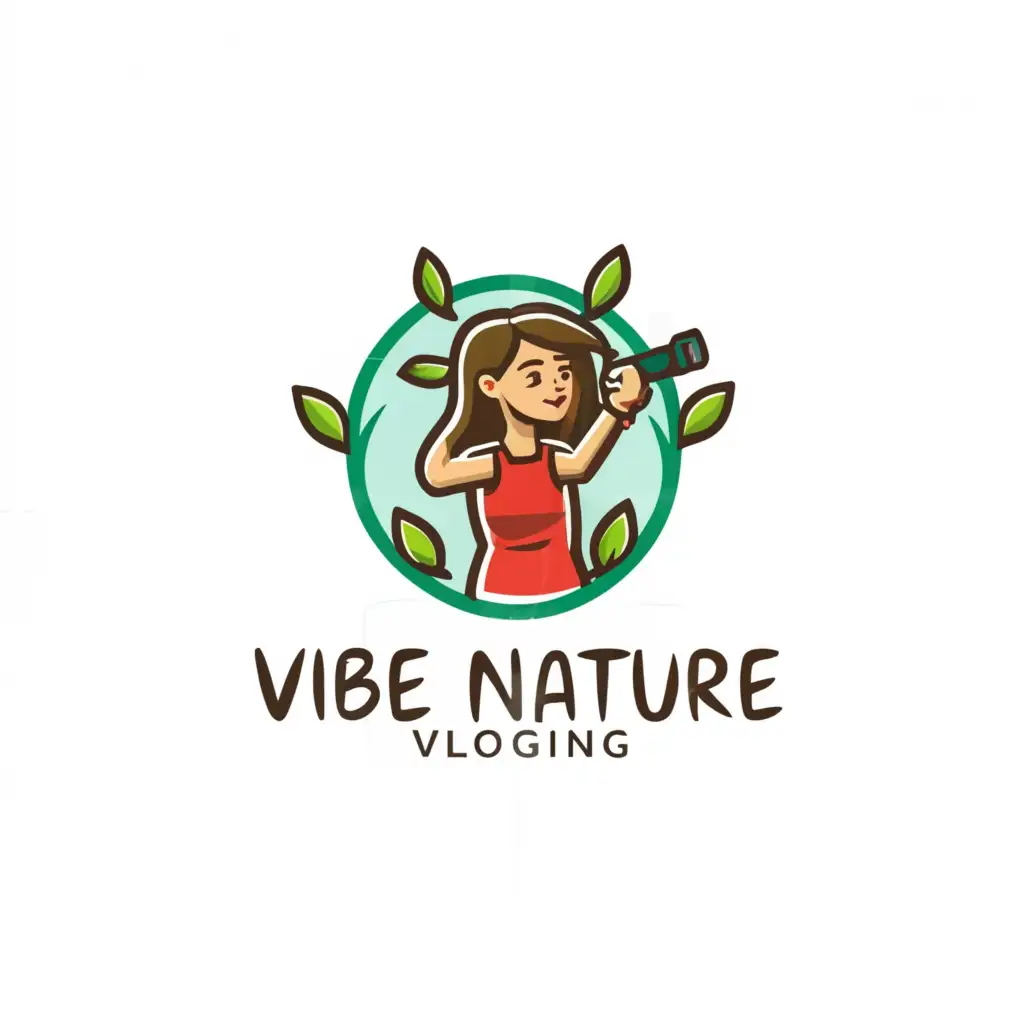 a logo design,with the text "Vibe nature", main symbol:Girl vloging,Moderate,be used in Technology industry,clear background