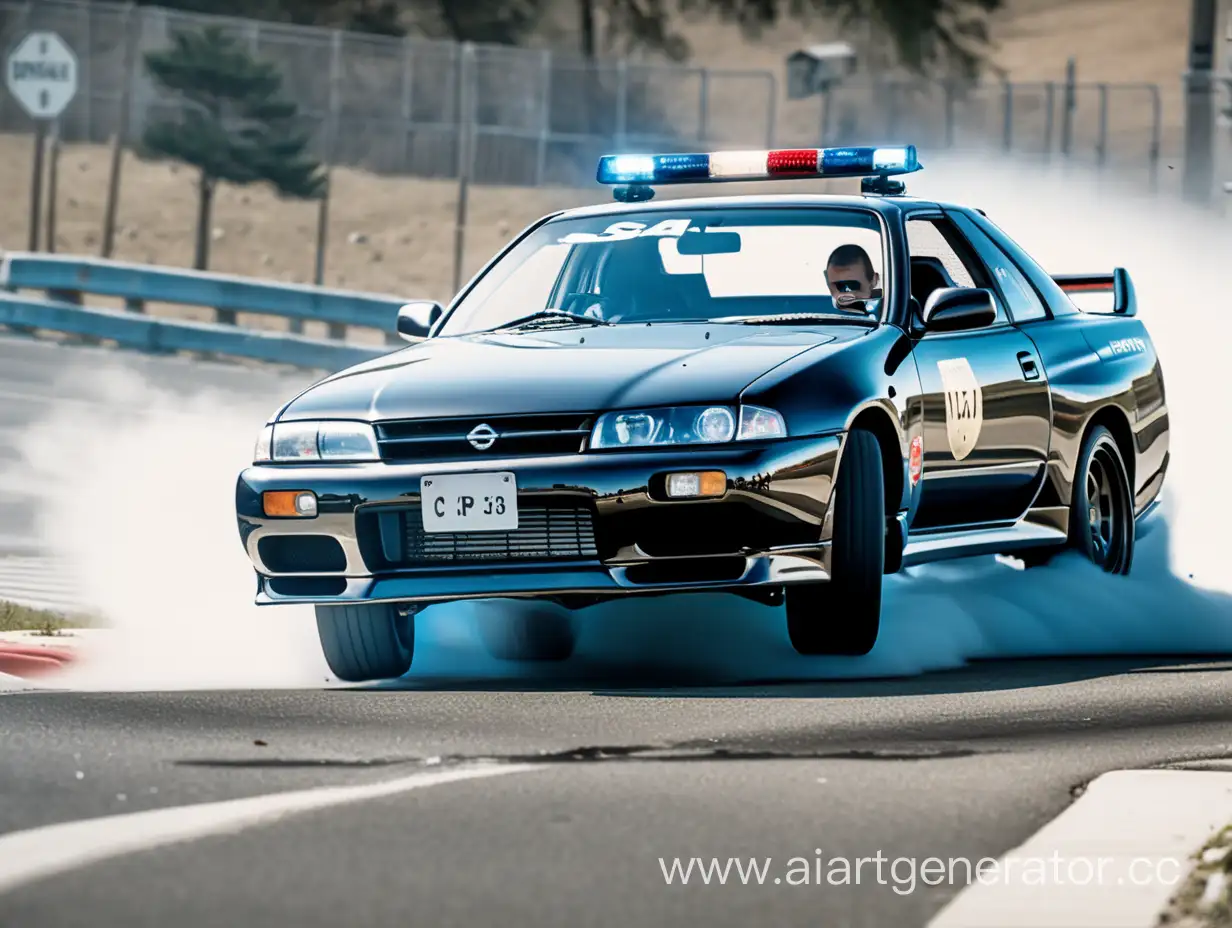 Nissan-Skyline-R32-Drift-Intense-Police-Chase-Action