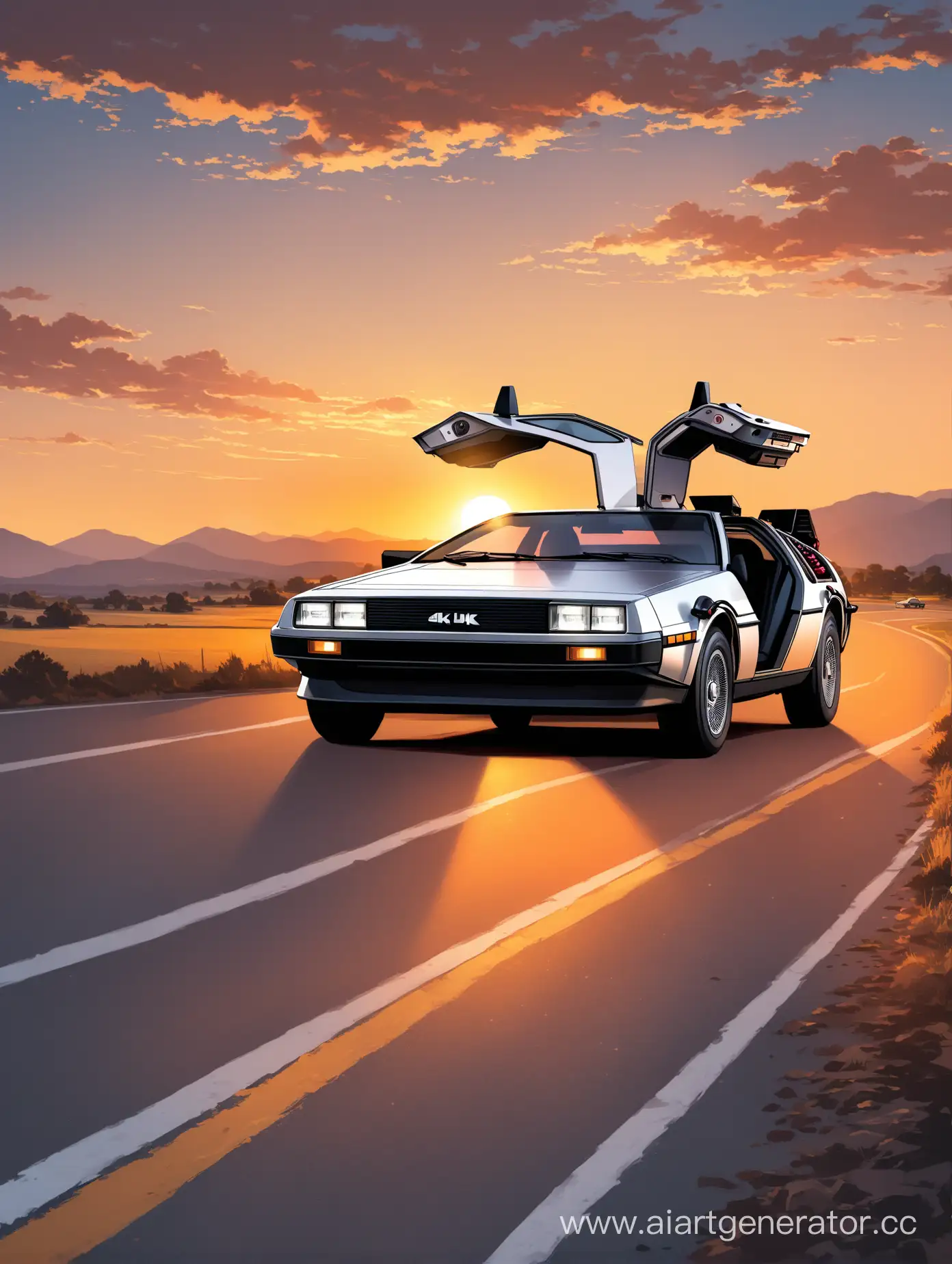 Sunset-Drive-in-4K-with-DeLorean-Time-Machine