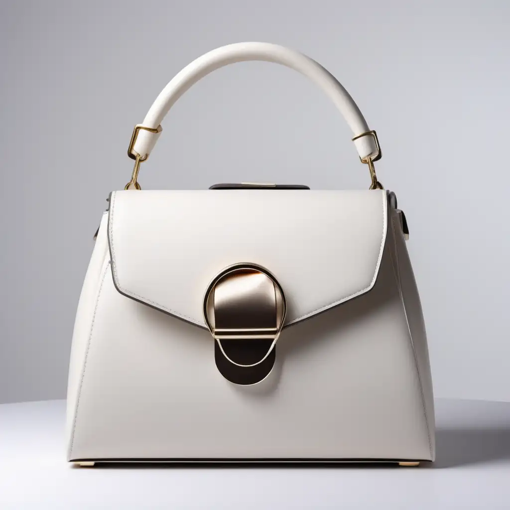 Contemporary innovative style - leather luxury bag - innovative shape-  one handle - metal buckle - frontal view 