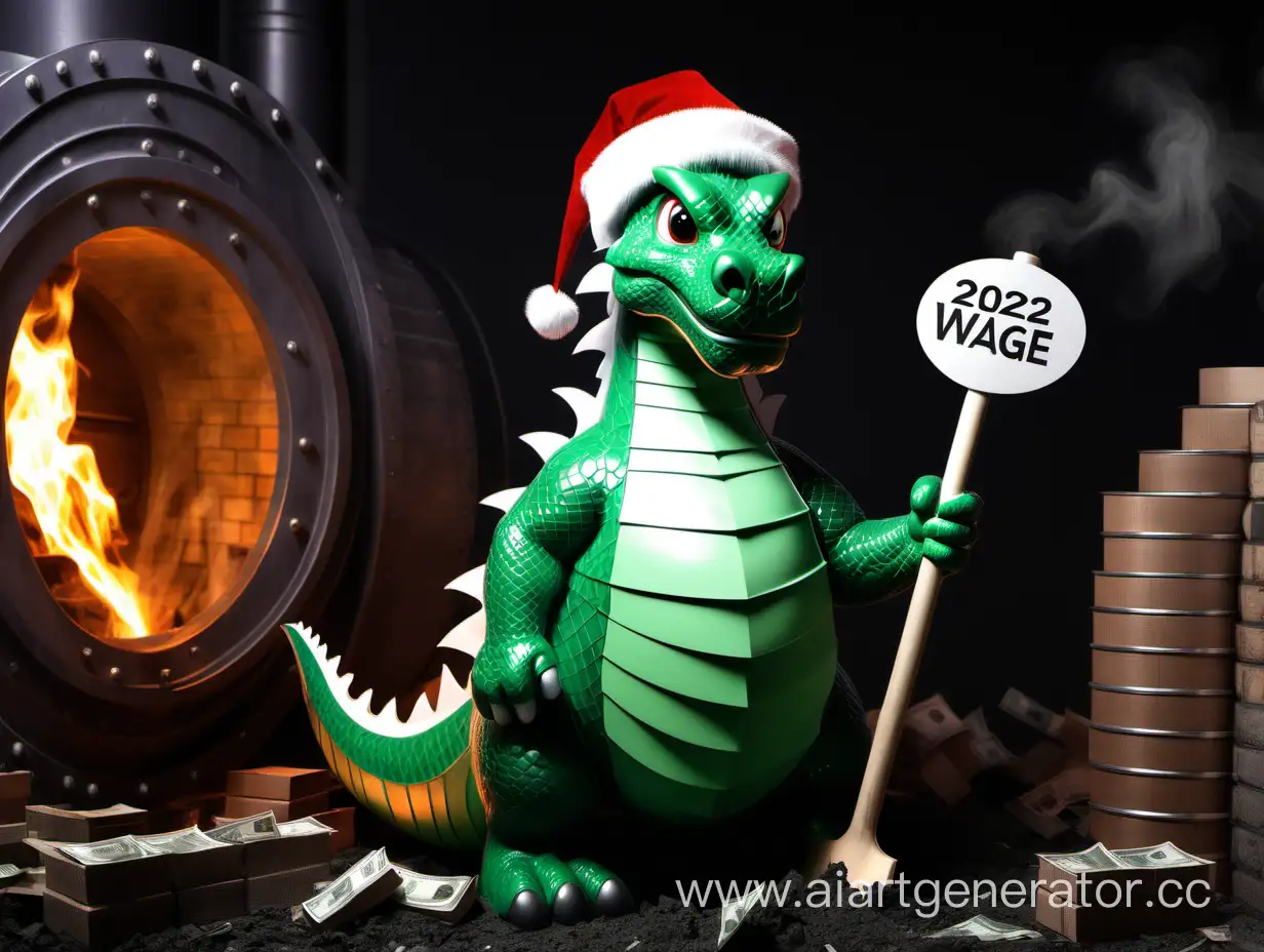Зелёный Сказочный Дракон в роли кочегара угольной котельной, Зелёный Сказочный Дракон в костюме Деда Мороза, изображение в стиле Люминофорная Технология Дизайна, Поздравляю всех участников Viber-чата с наступившим Новым 2024 годом! Желаю вам успехов, счастья и достижения всех поставленных целей в этом году.

А теперь давайте поговорим о чём-то важном - возможности увеличения заработной платы. С 1 января 2024 года МРОТ (минимальный размер оплаты труда) увеличен до 19242 руб. (Федеральный закон от 27.11.2023 №: 548-ФЗ). Это отличная новость для всех работников, так как это означает, что мы можем рассмотреть возможность повышения наших зарплат.

Увеличение МРОТ создаёт благоприятную ситуацию для обсуждения повышения заработной платы. Мы можем использовать это изменение в законе, чтобы поднять свои доходы и получить больше вознаграждений за свой труд.

Предлагаю всем участникам Viber-чата задуматься о возможности увеличения своей зарплаты. Давайте не только раздраконимся на лопату, но и стремиться к финансовому благополучию.

Вы можете начать с обсуждения этого предложения со своими коллегами или сразу с работодателем. Покажите, что вы цените свой труд и хотите получать справедливую оплату за него.

Не стесняйтесь высказывать свои мысли и предложения. Вместе мы можем добиться положительных изменений в наших доходах.

Поздравляю ещё раз с Новым 2024 годом и желаю вам удачи в достижении финансового благополучия!