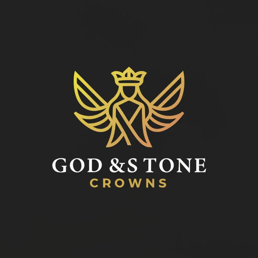 a logo design,with the text "God Stone Crowns", main symbol:Lady God with wings,Minimalistic,be used in Home Family industry,clear background